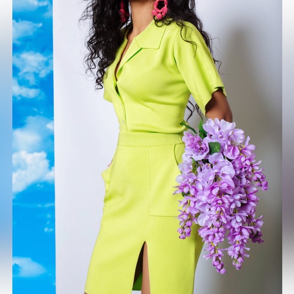 Hanifa Vibrant Green Knitwear Skirt Set - Picture 5 of 6